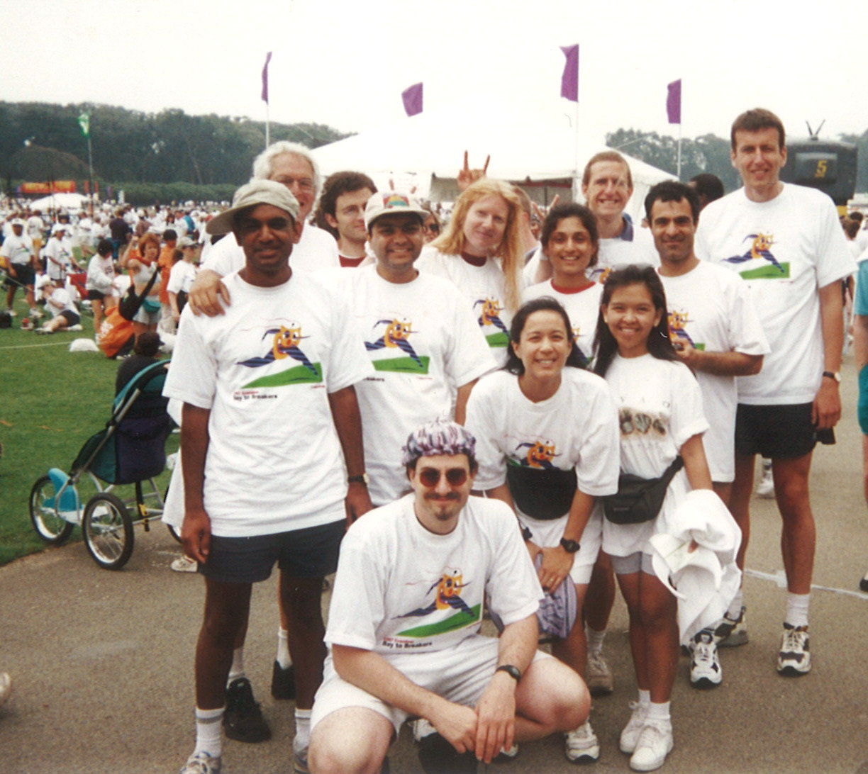 1997 ISL Bay to Breakers centipede - faculty, staff & students pictured