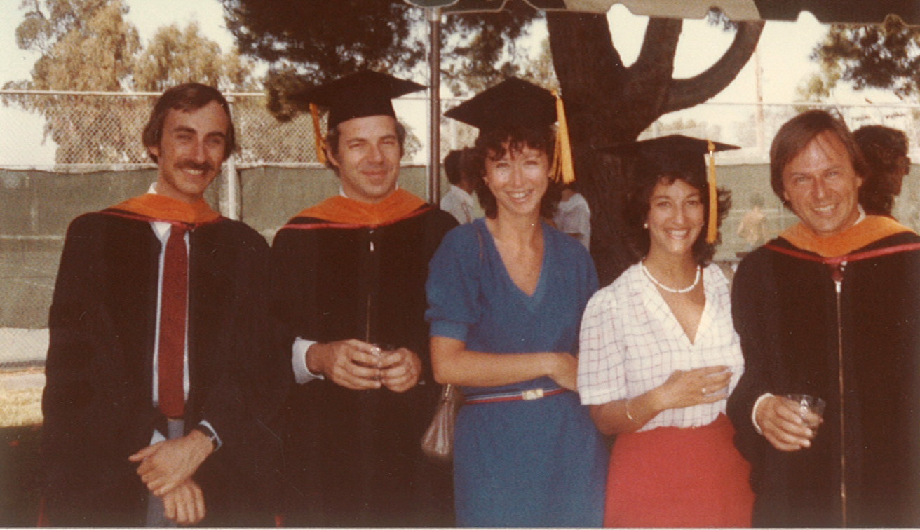 1983 EE Commencement: Rob Mathews, John Newkirk, Patti Plummer nee Philips, Irene Kennedy née Miller, Jim Plummer